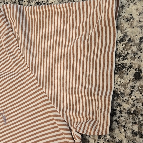 ALLSAINTS TONIC ROKU SS CREW T-SHIRT. SIZE X-LARGE. STRIPED. BROWN/CREAM. - Picture 9 of 10